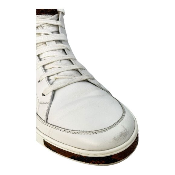 Gucci Python Skin High Top Sneakers GG White Brown CLEAN Logo Mens Size 9.5 ~ 10 - Picture 3 of 14